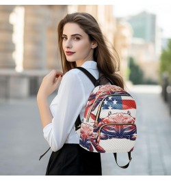 American Flag Crab Fashion Backpack Purse Ladies Fashion Rucksack Travel Shoulder Bag Casual Daily Backpack Work Bag Small $2...