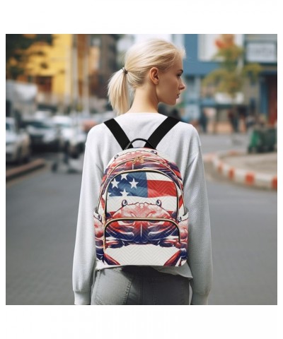 American Flag Crab Fashion Backpack Purse Ladies Fashion Rucksack Travel Shoulder Bag Casual Daily Backpack Work Bag Small $2...