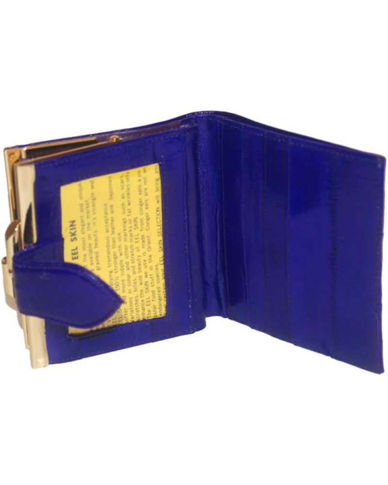 French Frame Eel skin Wallet for Women Blue $12.71 Wallets