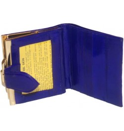 French Frame Eel skin Wallet for Women Blue $12.71 Wallets