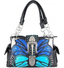 Abstract Butterfly Buckle Black Conceal Carry Handbag Blue $32.20 Shoulder Bags