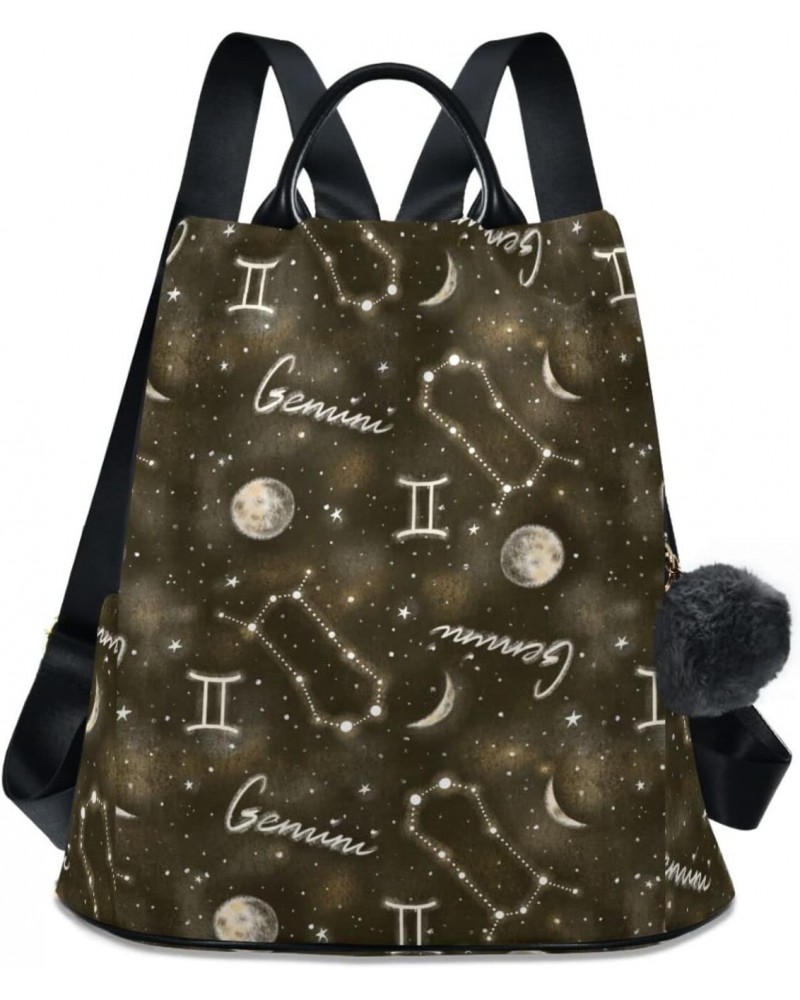 Zodiac Sign Moon Art Polyester Backpack Purse Travel Bag for Women Fashion Back Pack Shoulder Bag $19.20 Backpacks