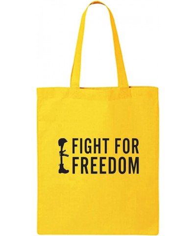 Fight For Freedom Cotton Canvas Tote Bag Yellow $11.12 Handbags