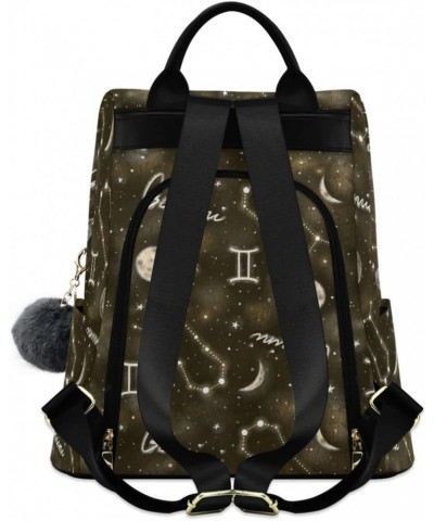 Zodiac Sign Moon Art Polyester Backpack Purse Travel Bag for Women Fashion Back Pack Shoulder Bag $19.20 Backpacks