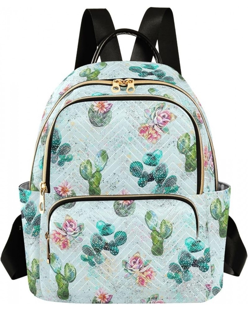 Vintage Cactus with Flowers Women's Backpack Purse Causal Daypack Work Travel College Business Trip Bag Shoulder Bag Medium $...