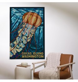 36x54 Inch Giclee Art Print Wall Decor, Orcas Island, Washington, Jellyfish Mosaic $46.79 Totes