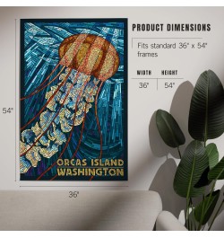 36x54 Inch Giclee Art Print Wall Decor, Orcas Island, Washington, Jellyfish Mosaic $46.79 Totes