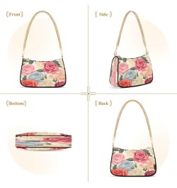 Shoulder Bags for Women Beige Pink Blue Red Rose Flowers Hobo Tote Handbag Small Clutch Purse with Zipper Closure $16.42 Shou...