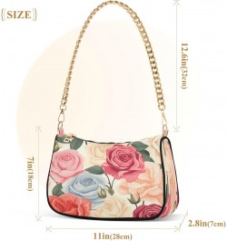 Shoulder Bags for Women Beige Pink Blue Red Rose Flowers Hobo Tote Handbag Small Clutch Purse with Zipper Closure $16.42 Shou...