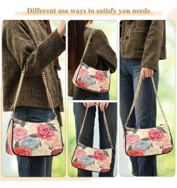 Shoulder Bags for Women Beige Pink Blue Red Rose Flowers Hobo Tote Handbag Small Clutch Purse with Zipper Closure $16.42 Shou...