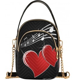 Music Note Red Heart Crossbody Bag Small Shoulder Handbags Leather Purse for Women $15.33 Crossbody Bags