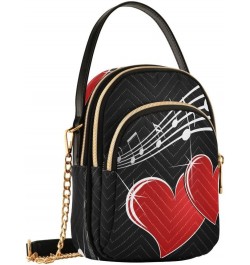 Music Note Red Heart Crossbody Bag Small Shoulder Handbags Leather Purse for Women $15.33 Crossbody Bags