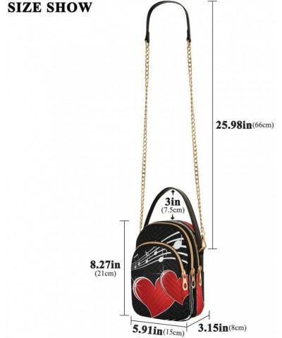 Music Note Red Heart Crossbody Bag Small Shoulder Handbags Leather Purse for Women $15.33 Crossbody Bags