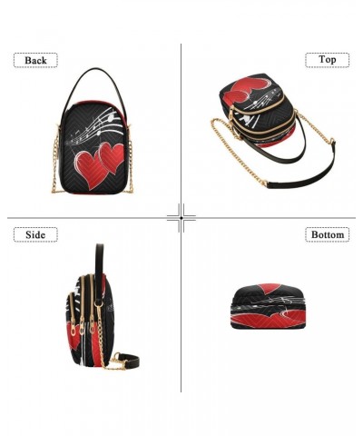 Music Note Red Heart Crossbody Bag Small Shoulder Handbags Leather Purse for Women $15.33 Crossbody Bags