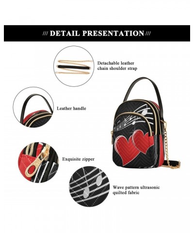 Music Note Red Heart Crossbody Bag Small Shoulder Handbags Leather Purse for Women $15.33 Crossbody Bags