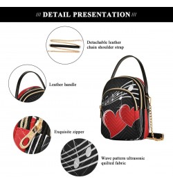 Music Note Red Heart Crossbody Bag Small Shoulder Handbags Leather Purse for Women $15.33 Crossbody Bags