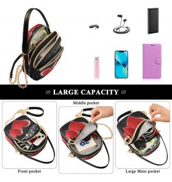 Music Note Red Heart Crossbody Bag Small Shoulder Handbags Leather Purse for Women $15.33 Crossbody Bags