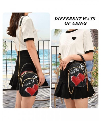 Music Note Red Heart Crossbody Bag Small Shoulder Handbags Leather Purse for Women $15.33 Crossbody Bags