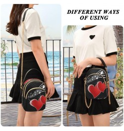 Music Note Red Heart Crossbody Bag Small Shoulder Handbags Leather Purse for Women $15.33 Crossbody Bags