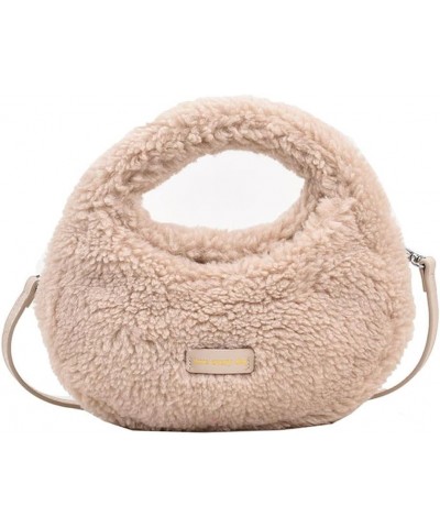 Women Plush Dumpling Bag Cute Solid Color Fluffy Tote Versatile Casual Furry Crossbody Bag with Adjustable Strap Soft Fuzzy S...