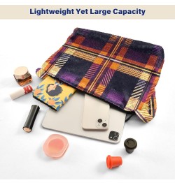 Ladies Soft Plush Underarm Bag Orange-purple-tartan Fluffy Shoulder Bag Women Furry Purse Handbag $16.63 Shoulder Bags