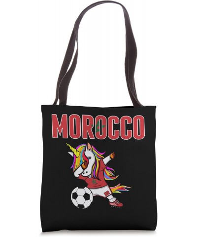 Dabbing Unicorn Morocco Soccer Fans Jersey Moroccan Flag Tote Bag $10.02 Totes