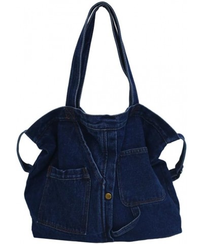 Denim Shoulder Crossbody Bag for Women Casual Retro Tote Bag Zipper Denim Purses Satchels with Multi-Pockets Dark Blue $23.30...