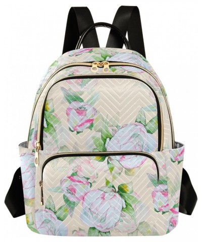 Travel Backpack Purse for Women Fashion Anti-theft Work Casual Luxury White Peony Flower Daypack Shoulder Bag Medium Size Sma...