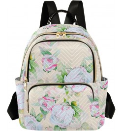 Travel Backpack Purse for Women Fashion Anti-theft Work Casual Luxury White Peony Flower Daypack Shoulder Bag Medium Size Sma...