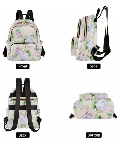 Travel Backpack Purse for Women Fashion Anti-theft Work Casual Luxury White Peony Flower Daypack Shoulder Bag Medium Size Sma...