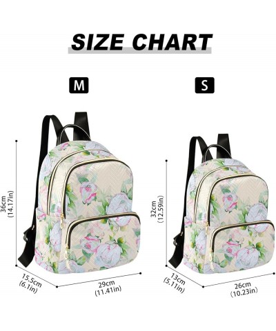 Travel Backpack Purse for Women Fashion Anti-theft Work Casual Luxury White Peony Flower Daypack Shoulder Bag Medium Size Sma...