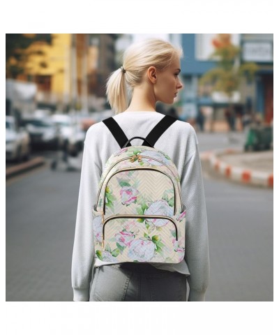 Travel Backpack Purse for Women Fashion Anti-theft Work Casual Luxury White Peony Flower Daypack Shoulder Bag Medium Size Sma...